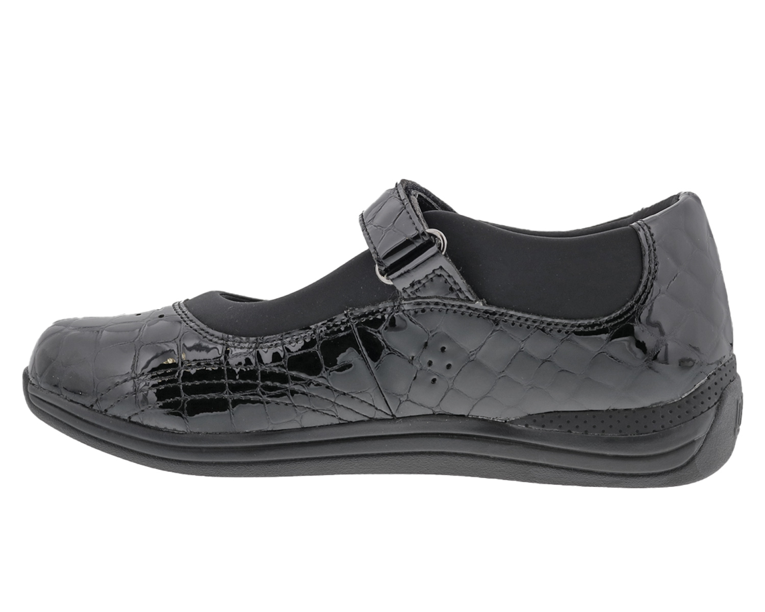 DREW SHOES | ROSE-Black Croc Patent Leather