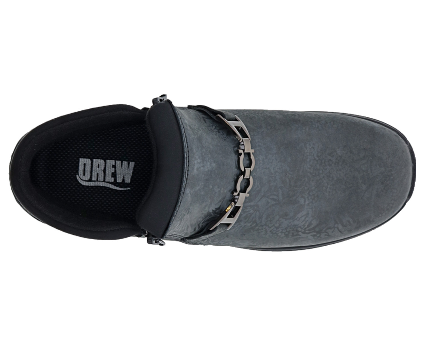 DREW SHOES | BLOSSOM-Black Metallic Foil Leather